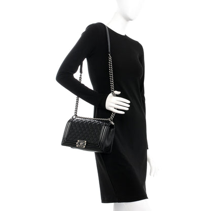 Chanel Goatskin Quilted Patent Medium Duo Boy Flap Black 2 of 8