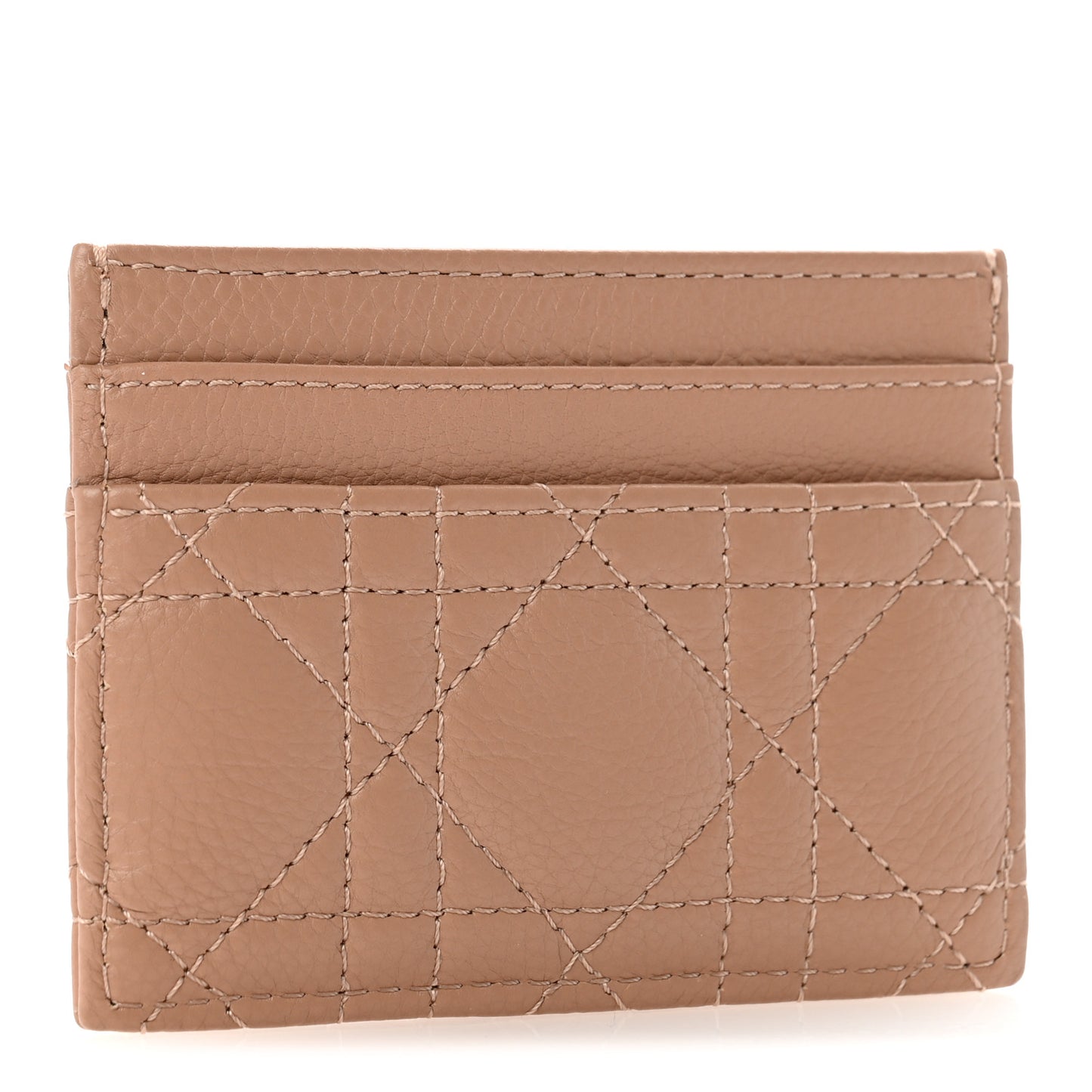 Supple Calfskin Cannage Caro Freesia Card Holder Rose De Vents