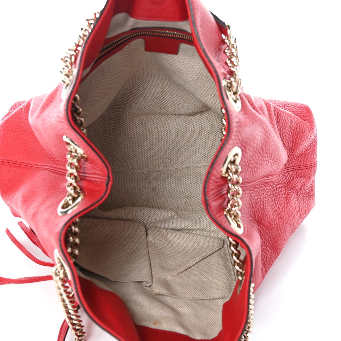 Pebbled Calfskin Medium Soho Chain Shoulder Bag Tabasco Red