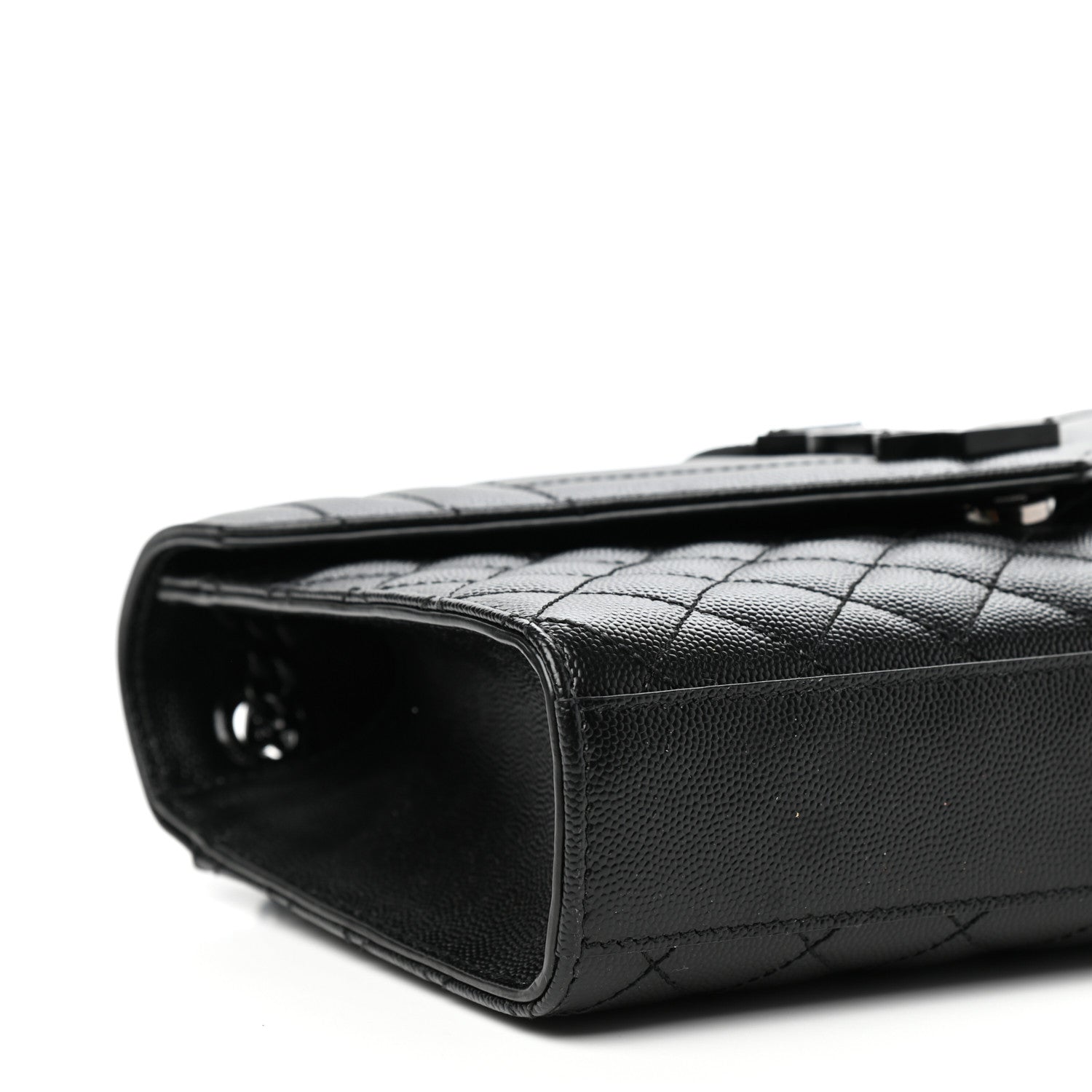 Saint Laurent Grain De Poudre Textured Mixed Matelasse Triquilt Medium Monogram Satchel Black 8 of 9