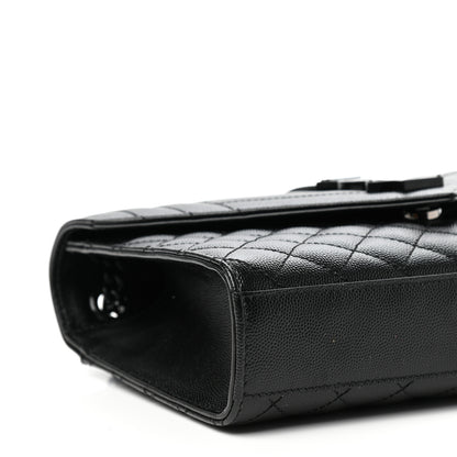 Saint Laurent Grain De Poudre Textured Mixed Matelasse Triquilt Medium Monogram Satchel Black 8 of 9