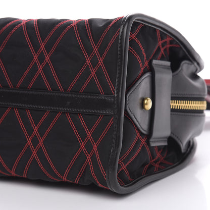 Prada Tessuto Nylon Quilted Impunturato Bauletto Black Fuoco 13 of 14