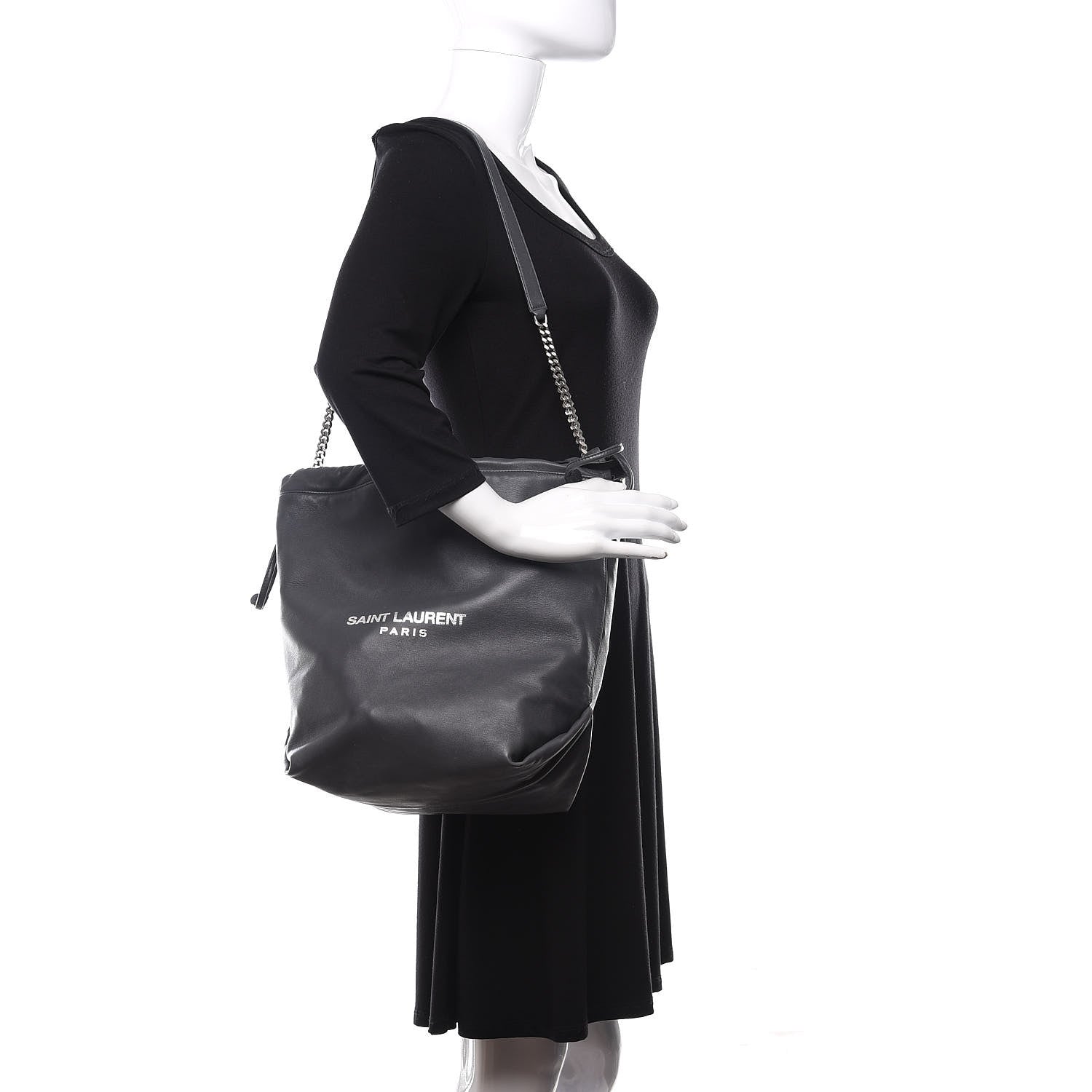 Saint Laurent Lambskin Teddy Drawstring Bag Grey 2 of 10