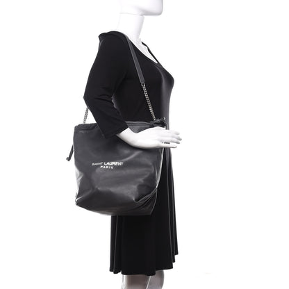 Saint Laurent Lambskin Teddy Drawstring Bag Grey 2 of 10