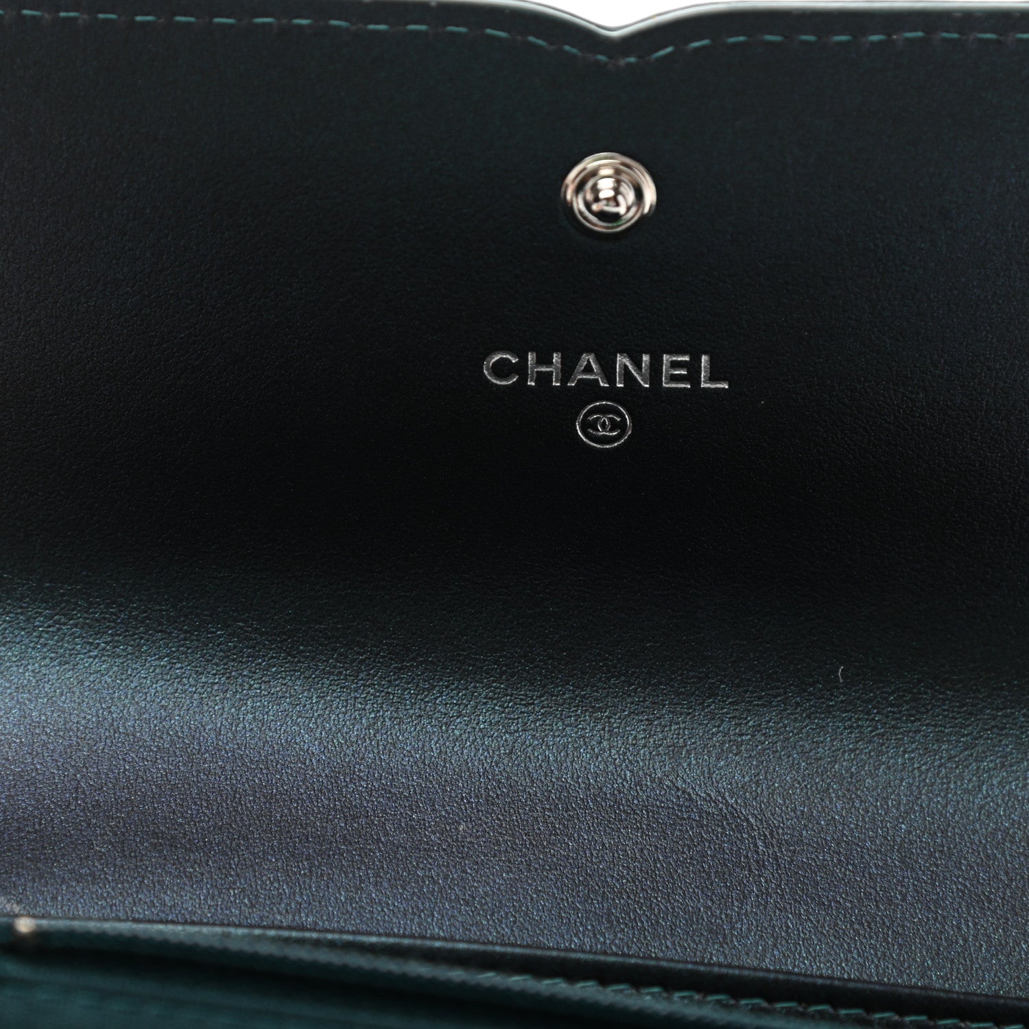 Chanel Iridescent Caviar Quilted Medium Filigree Flap Wallet Dark Turquoise 6 of 8