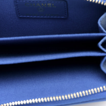 Chanel Lambskin Quilted Chanel 19 Zip Around Coin Purse Wallet Dark Blue 5 of 8