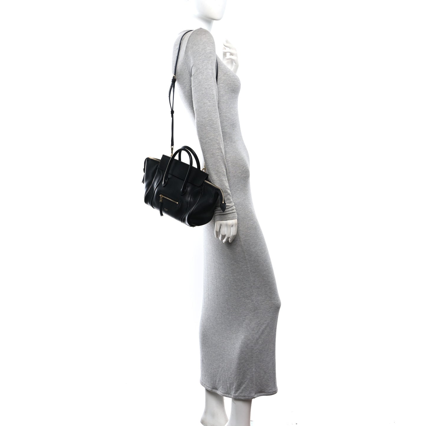 Supple Shiny Lambskin Little New Luggage Black