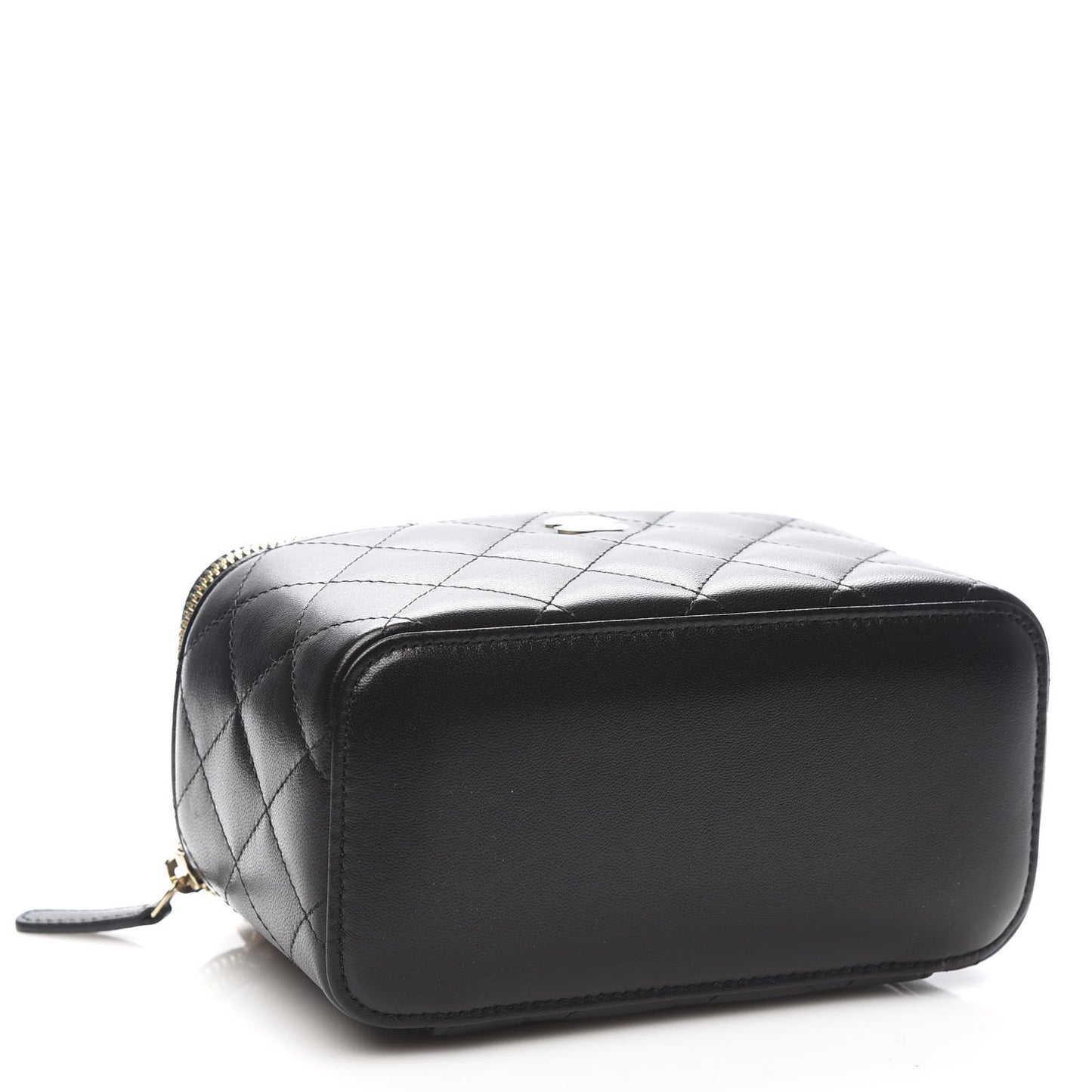 Lambskin Quilted Small Vanity Case With Chain Black