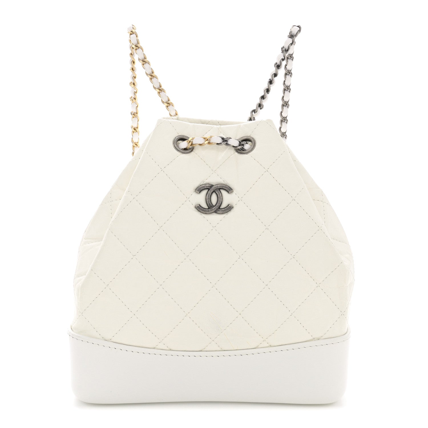 Chanel Aged Calfskin Quilted Small Gabrielle Backpack White 1 of 13