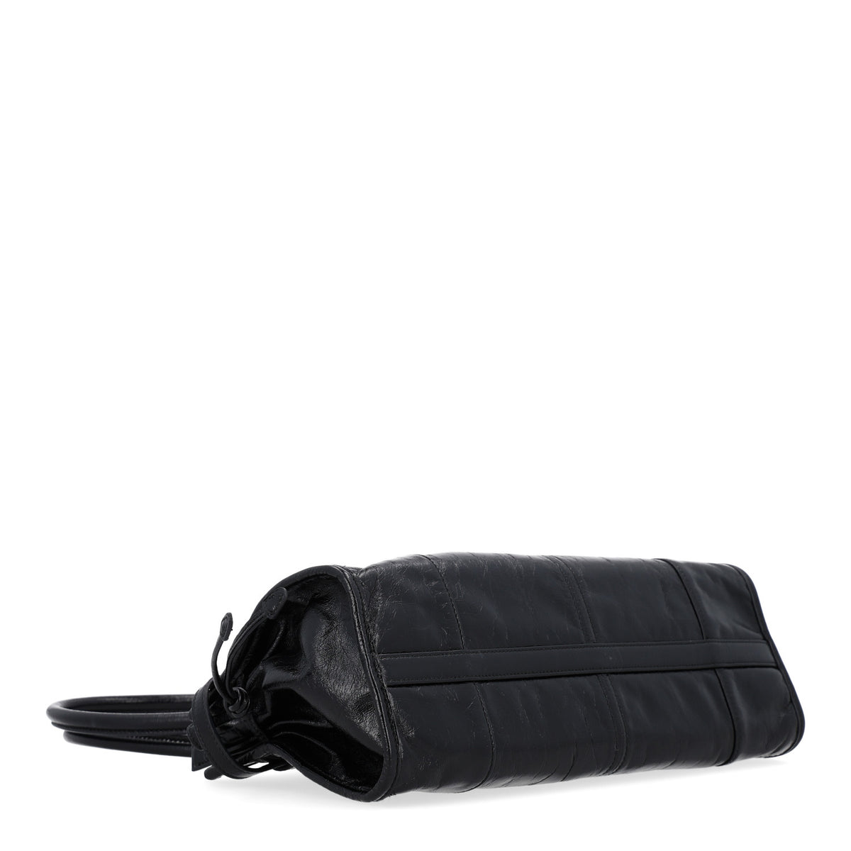 Prada Glossy Calfskin Triangle Medium Bonnie Shoulder Bag Black 4 of 12