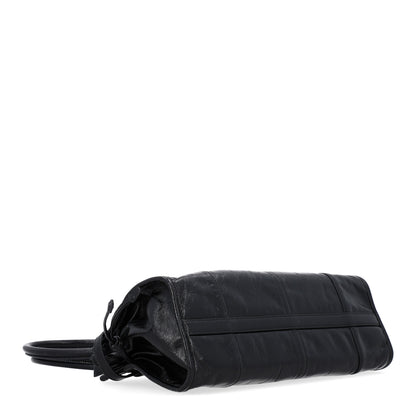 Prada Glossy Calfskin Triangle Medium Bonnie Shoulder Bag Black 4 of 12