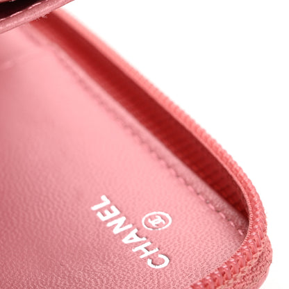 Chanel Lambskin Camellia Embossed Zip Around Organizer Wallet Pink 10 of 22