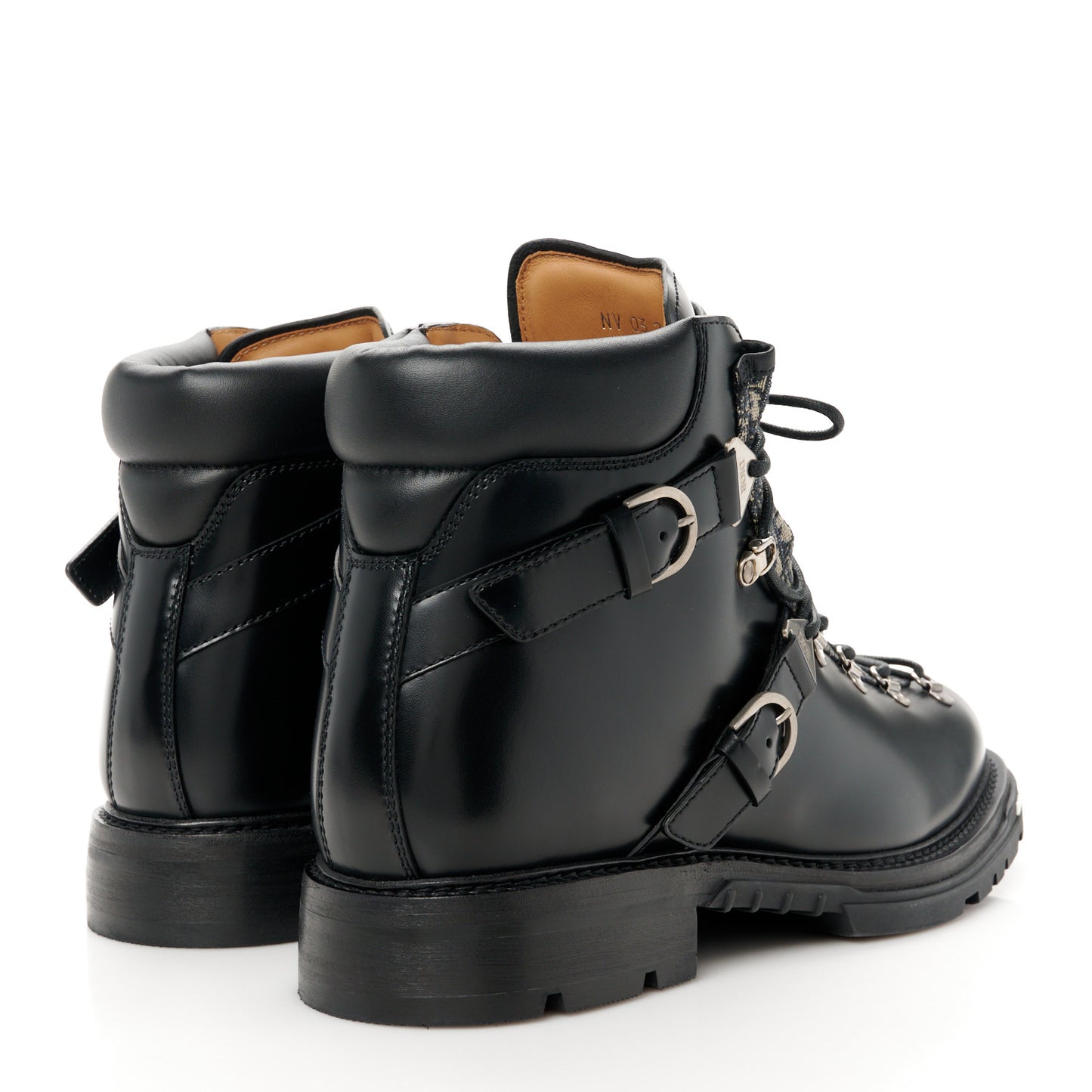 Oblique Calfskin Mens Explorer II Buckle Hiking Boots 45 Black Blue