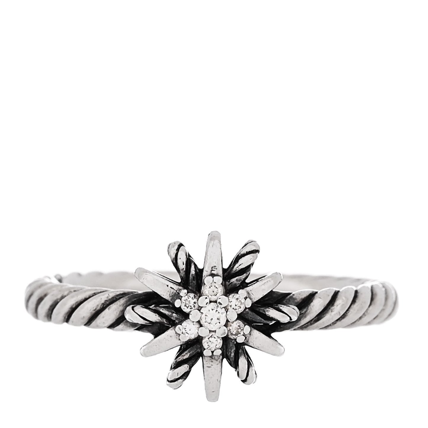 Sterling Silver Diamond Petite Starburst Ring 53 6.5