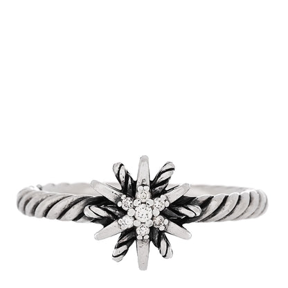 David Yurman Sterling Silver Diamond Petite Starburst Ring 53 6.5 1 of 5