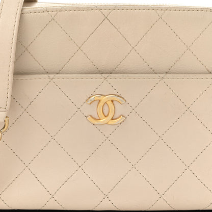 Chanel Calfskin Grosgrain Stitched Button Up Camera Case Light Grey 8 of 12