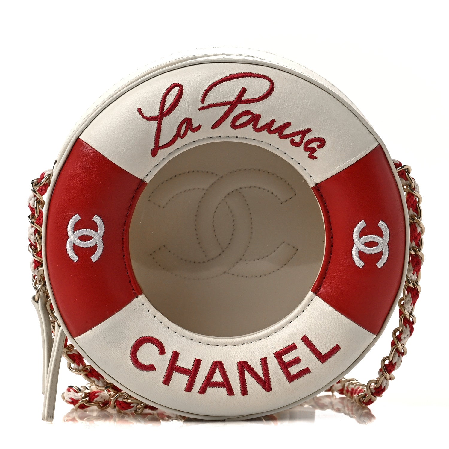 Chanel Lambskin Coco Lifesaver Round Bag Red White 1 of 8