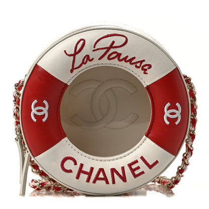 Chanel Lambskin Coco Lifesaver Round Bag Red White 1 of 8