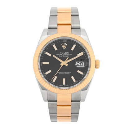 Rolex Stainless Steel 18K Yellow Gold 41mm Oyster Perpetual Datejust Watch Black 126333 1 of 5