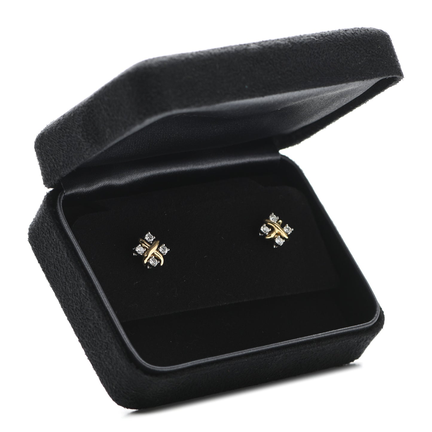 Platinum 18K Yellow Gold Diamond Schlumberger Lynn Earrings