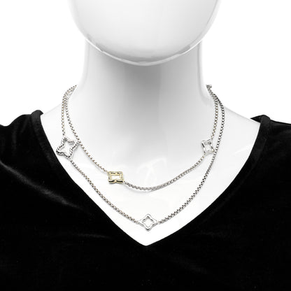 David Yurman Sterling Silver 18K Yellow Gold Quatrefoil Necklace 2 of 7