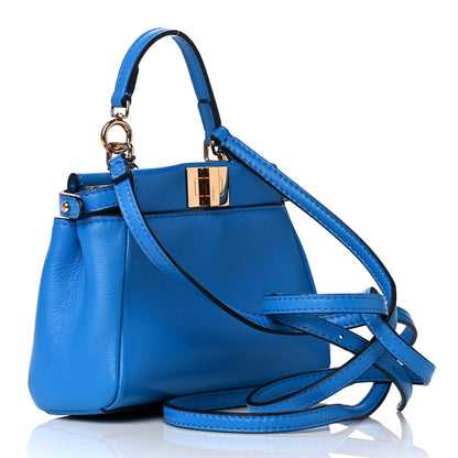 Fendi Shiny Nappa Micro Peekaboo Iconic Satchel Blue Royal 3 of 11