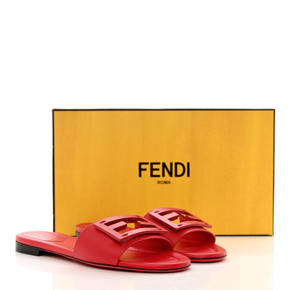 Fendi Vitello Cuoio Baguette Flat Slide Sandals 37.5 Lampone 8 of 8