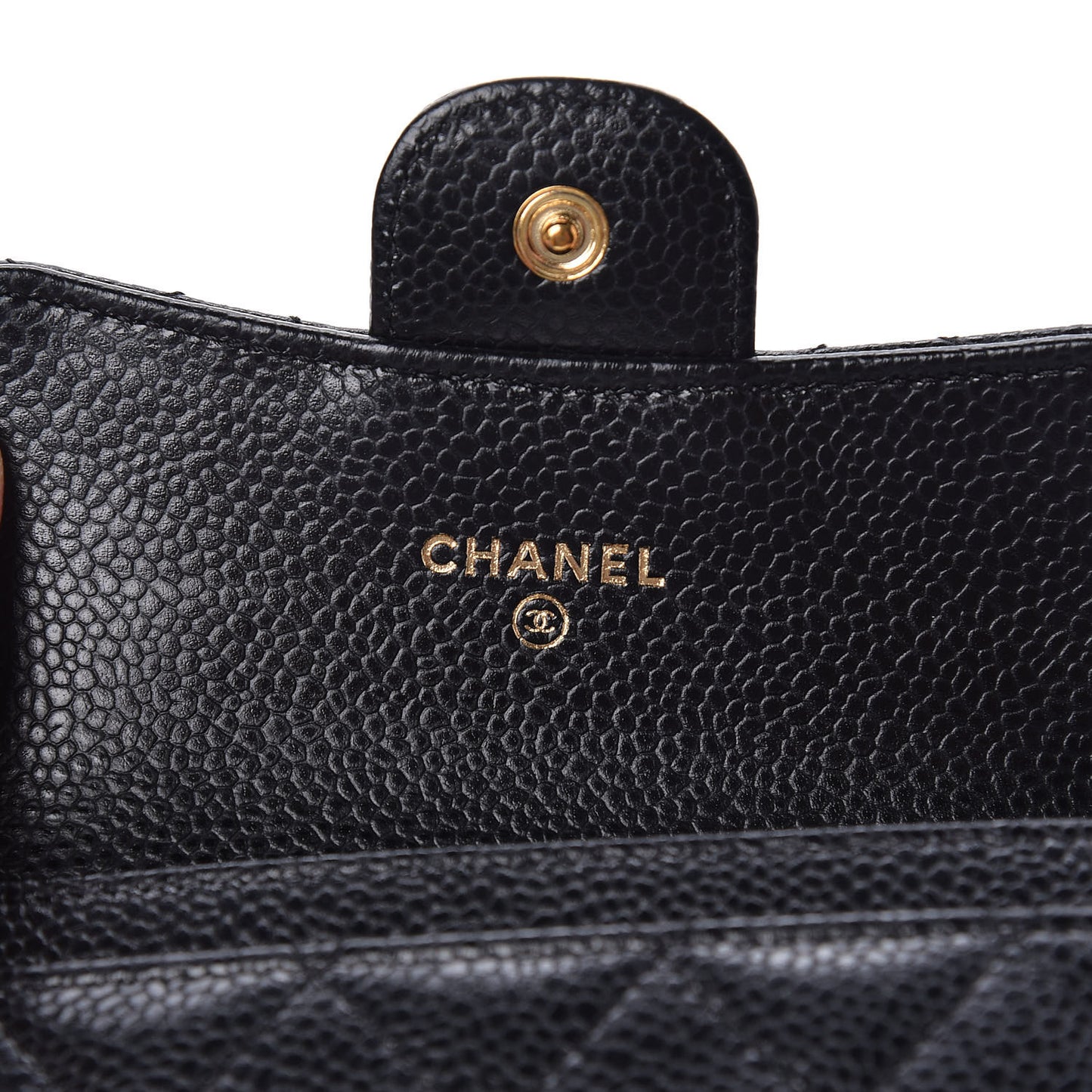 Caviar Quilted Flap Card Holder Black