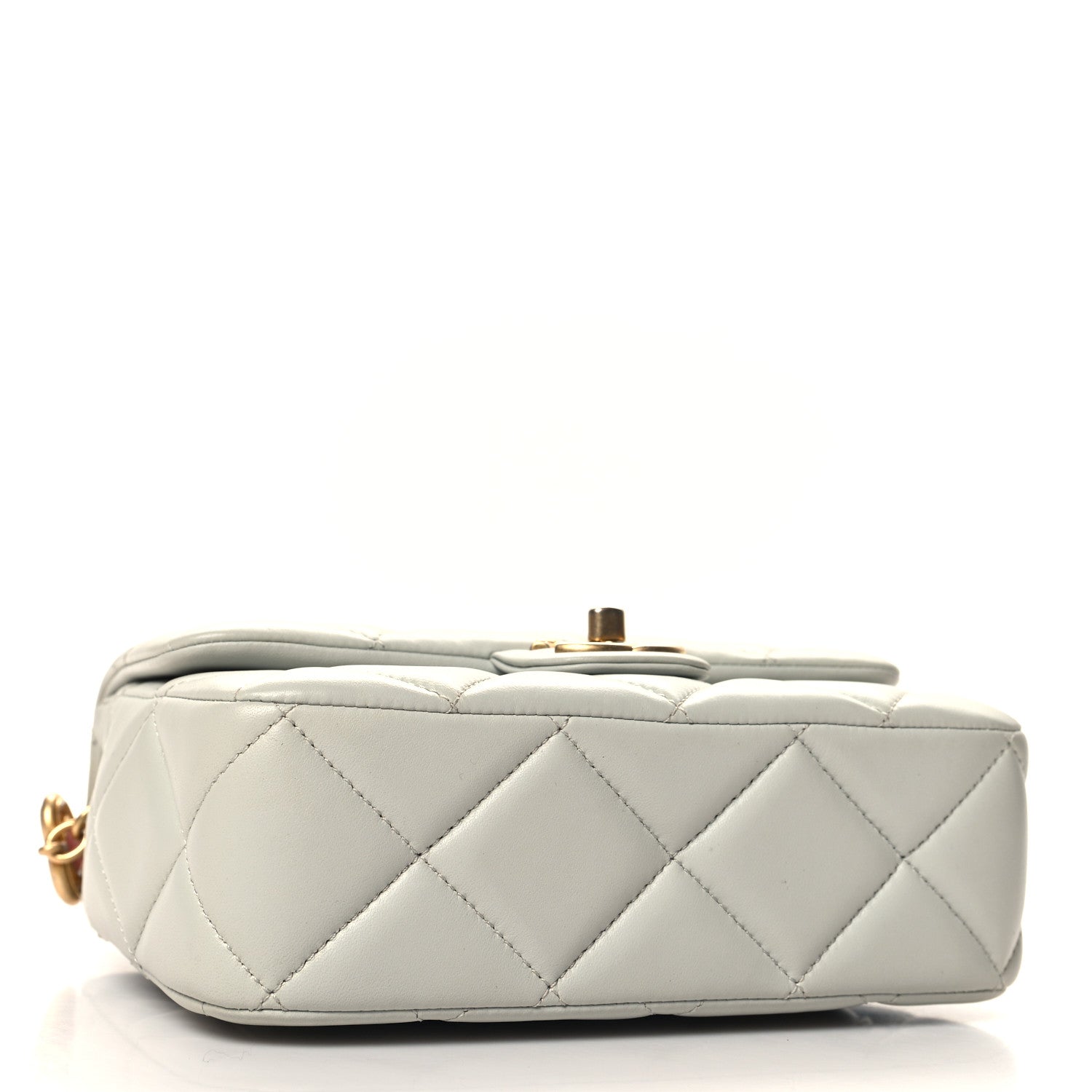 Chanel Lambskin Enamel Pearl Quilted Mini Charm Me Square Flap Light Blue 4 of 10