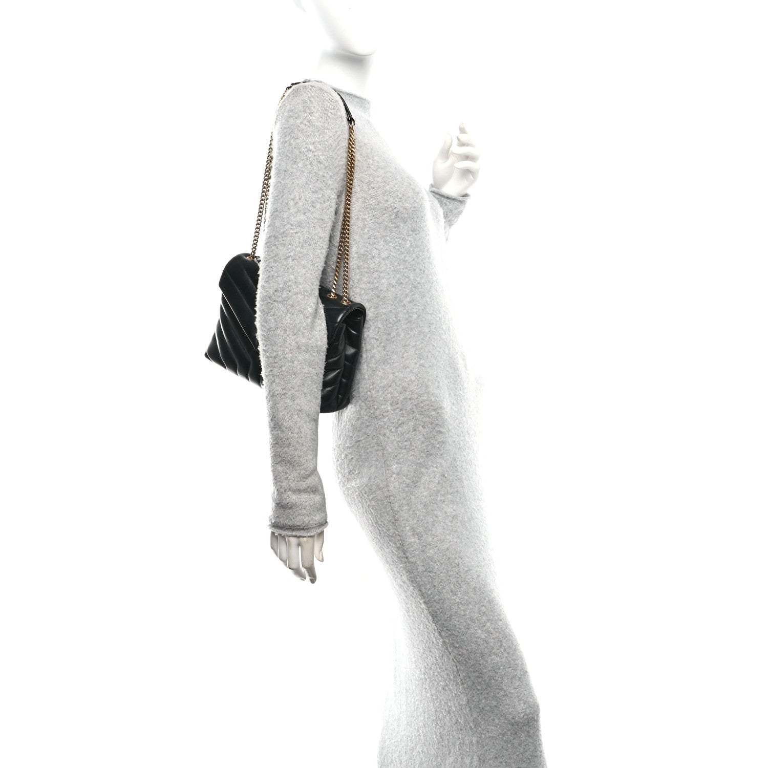 Saint Laurent Calfskin Y Quilted Monogram Small Loulou Chain Satchel Black 2 of 12