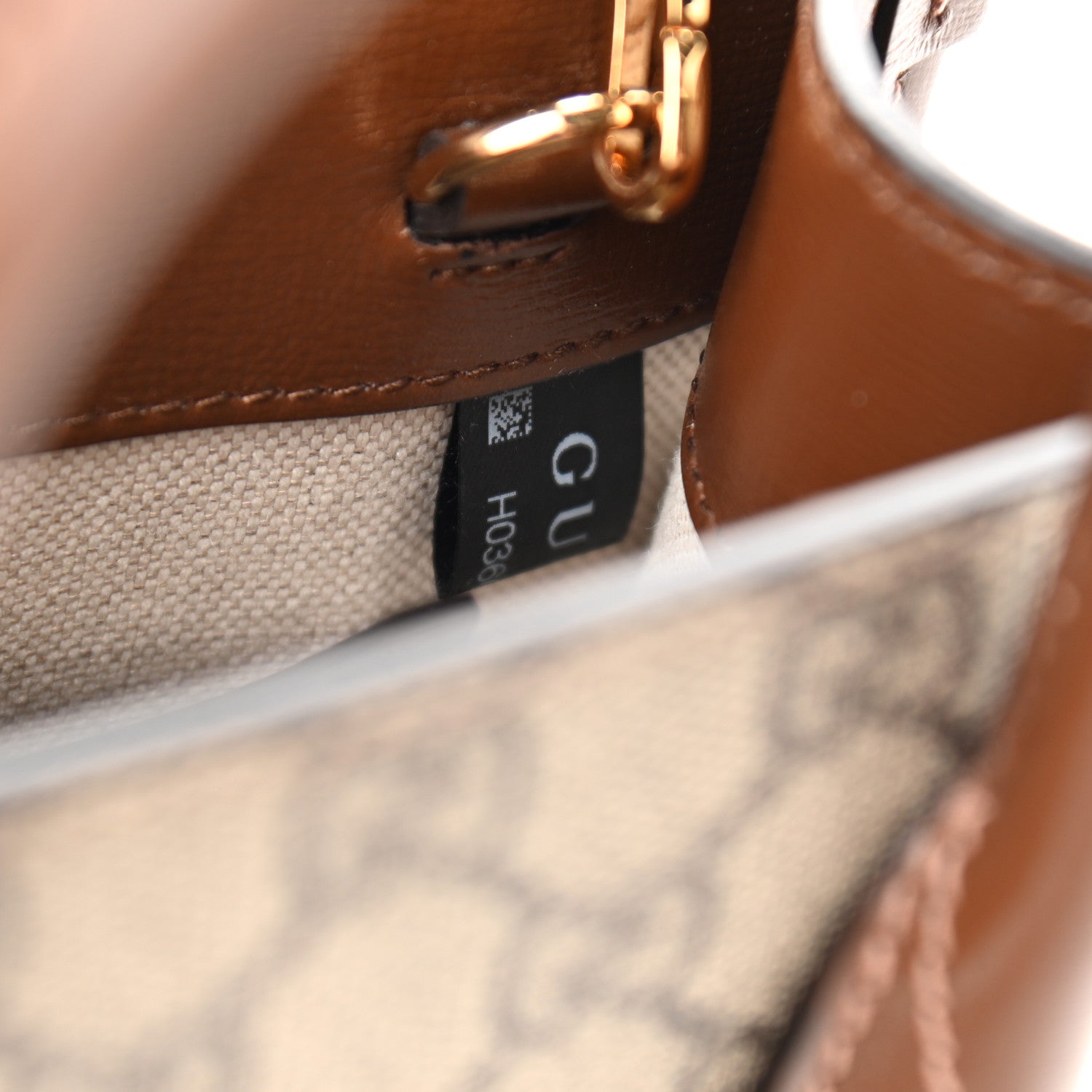 Gucci GG Supreme Monogram Azalea Calfskin Mini Retro Interlocking G Tote Bag Beige Ebony Brown Sugar 8 of 12