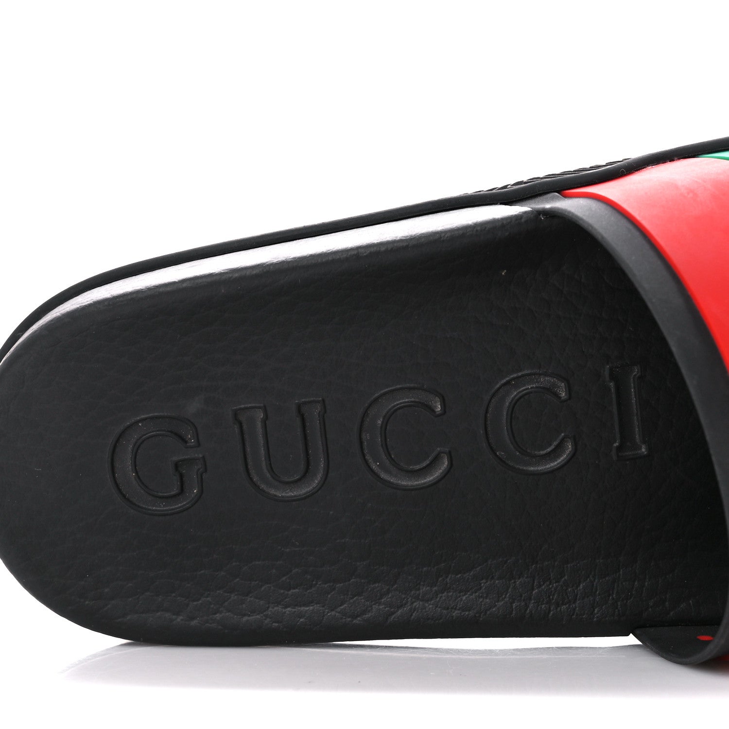 Gucci Rubber Web Womens Interlocking G Slide Sandals 39 Black Green Red 8 of 10