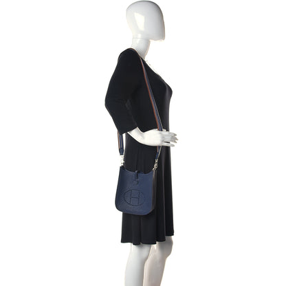 Hermes Taurillon Clemence Amazone Sangle Cavale Evelyne TPM Bleu Nuit Bleu Encre Cuivre 2 of 11
