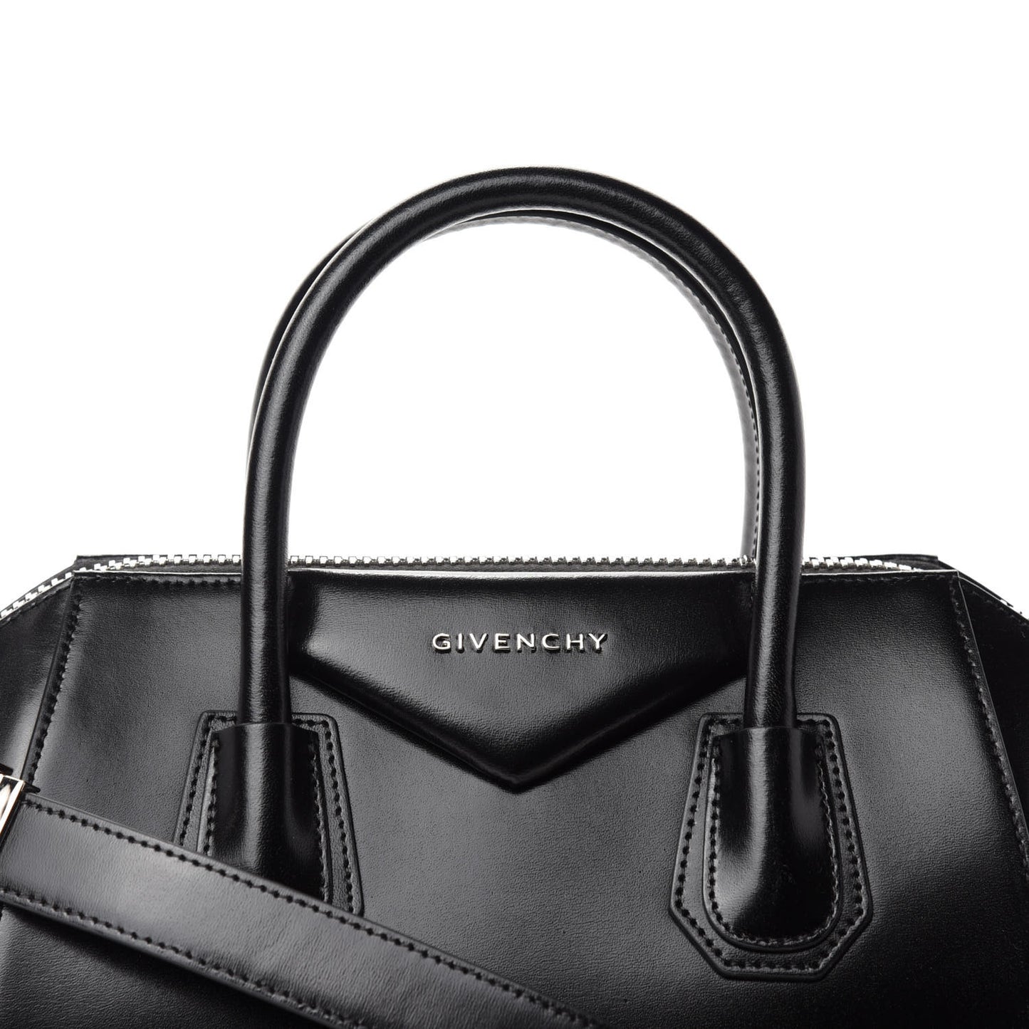 Shiny Lord Calfskin Small Antigona Black