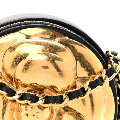 Chanel Lambskin Mini Camellia Bouquet Clutch With Chain Black Gold 8 of 10