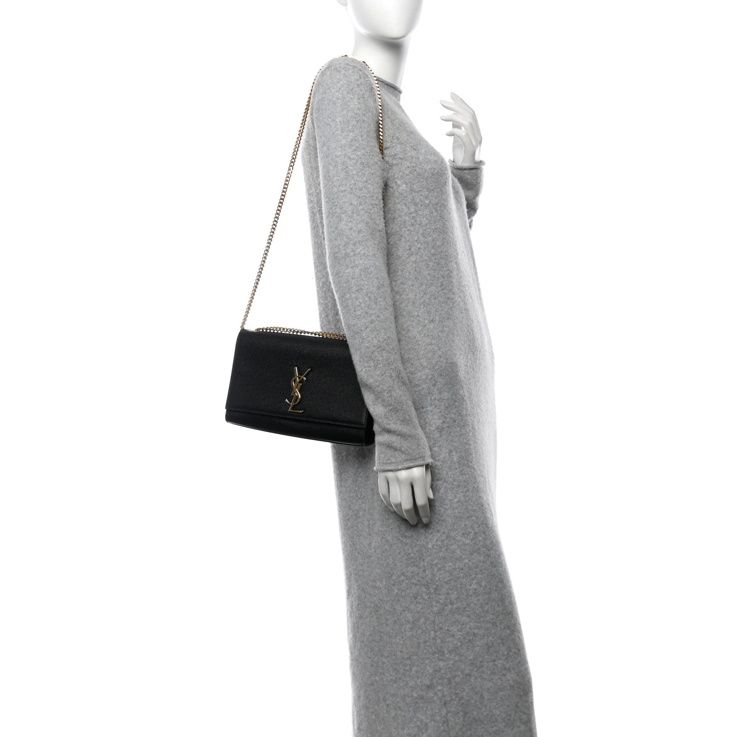 Saint Laurent Grain De Poudre Medium Classic Monogram Kate Satchel Black 2 of 10