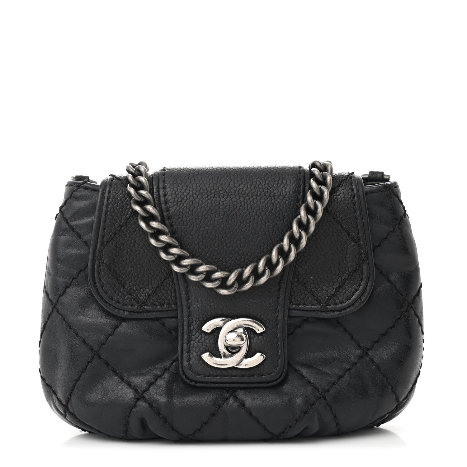 Chanel Caviar Aged Calfskin Mini Bubble Graphic Messenger Bag Black 1 of 11