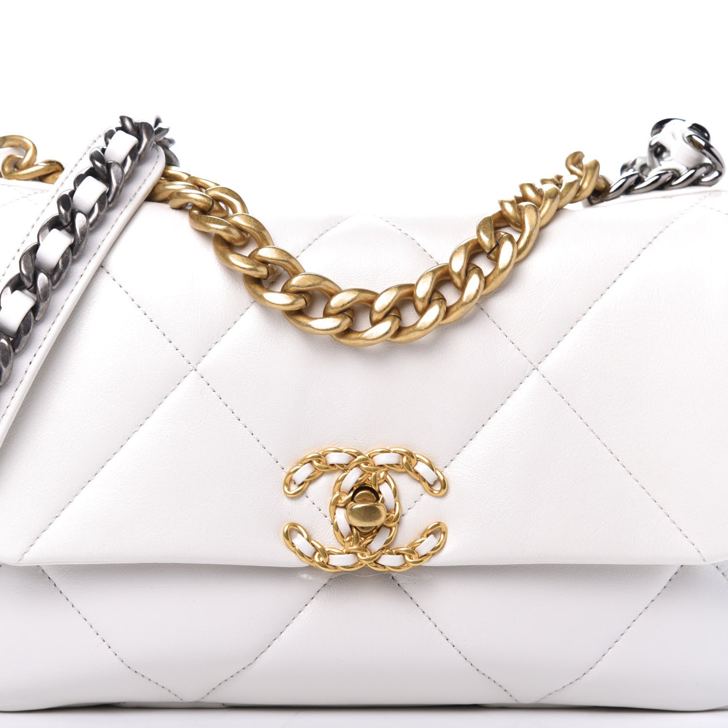 Chanel Goatskin Quilted Medium 19 Flap White 10 of 11