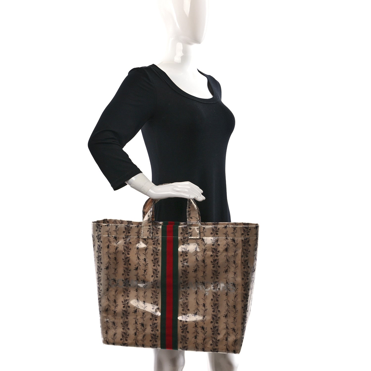 Gucci X COME DE GARCONS Plastic Web Floral Paper Shopper Tote 2 of 10