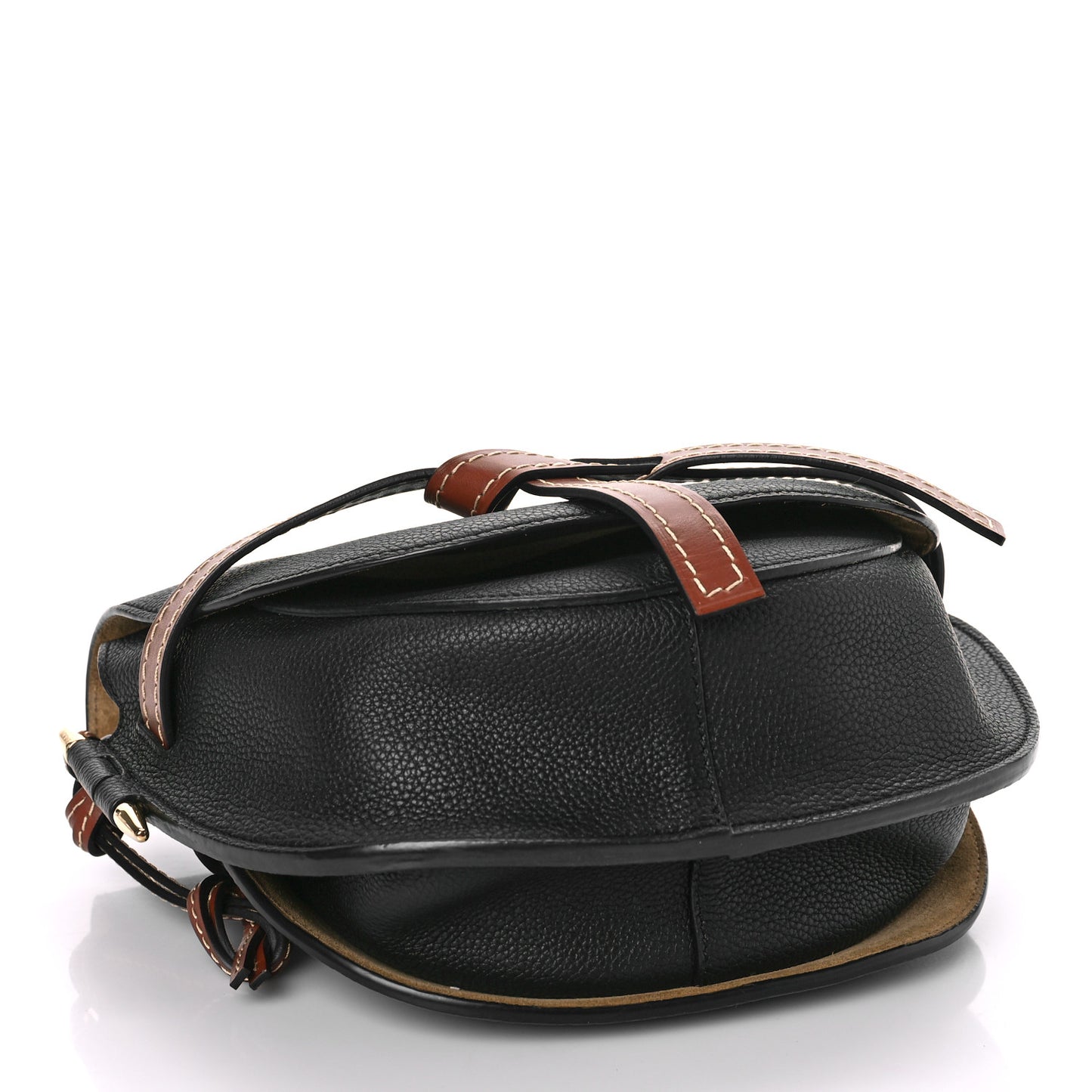 Grained Calfskin Small Gate Crossbody Bag Pecan Black