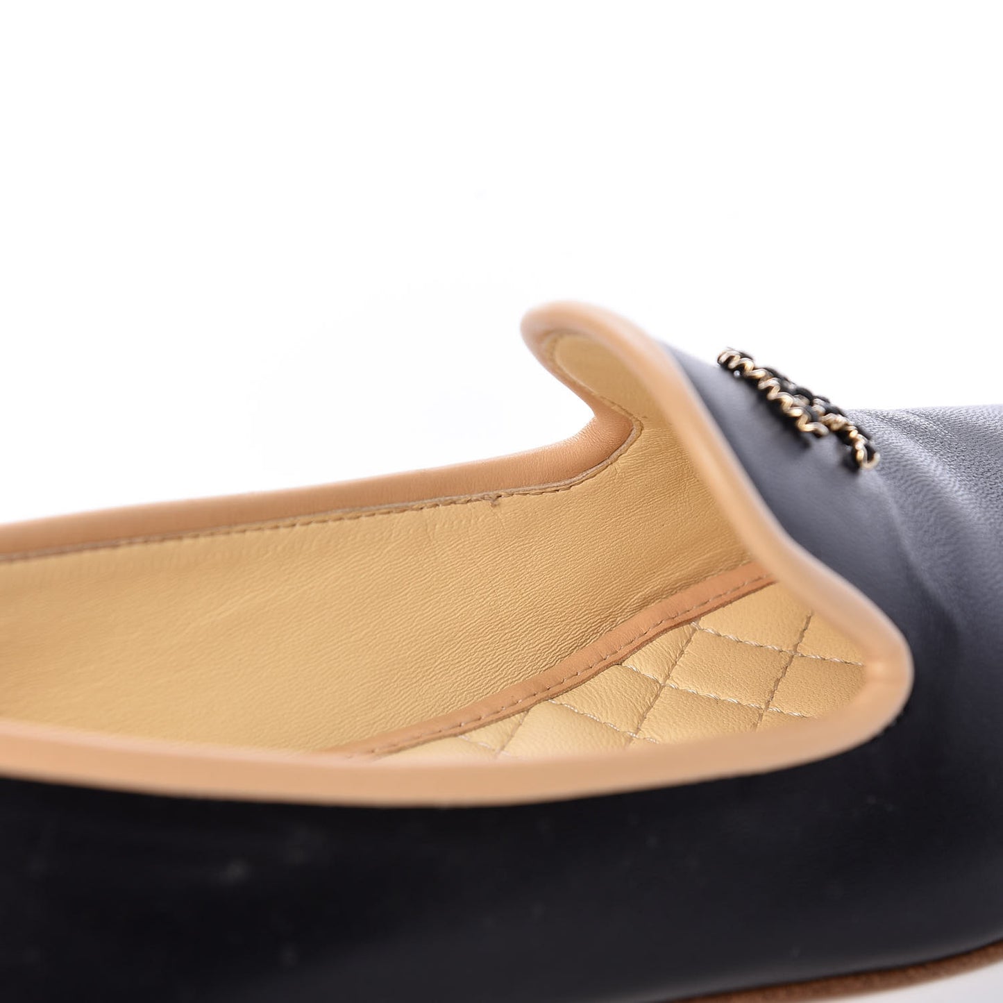 Lambskin CC Mocassin Loafers 36 Black Beige
