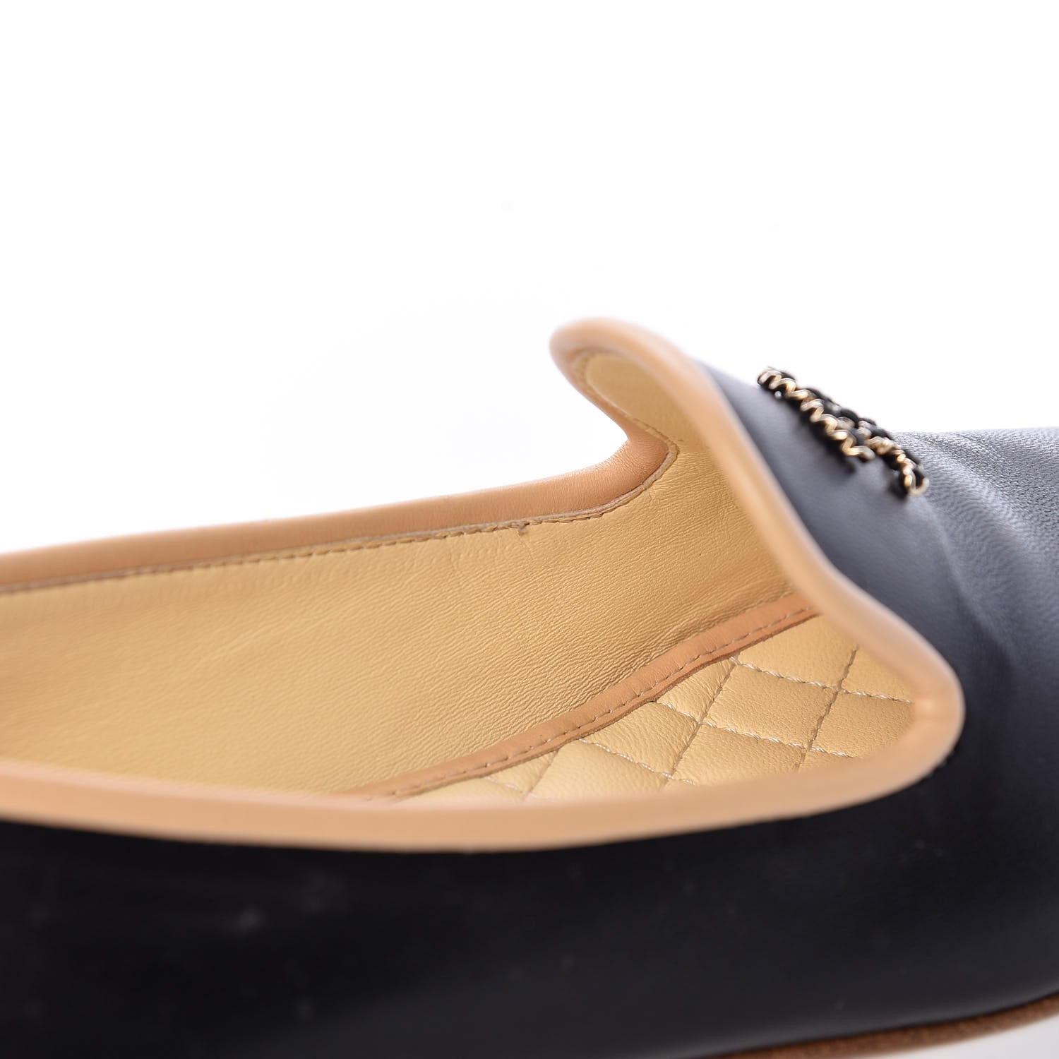 Chanel Lambskin CC Mocassin Loafers 36 Black Beige 11 of 15