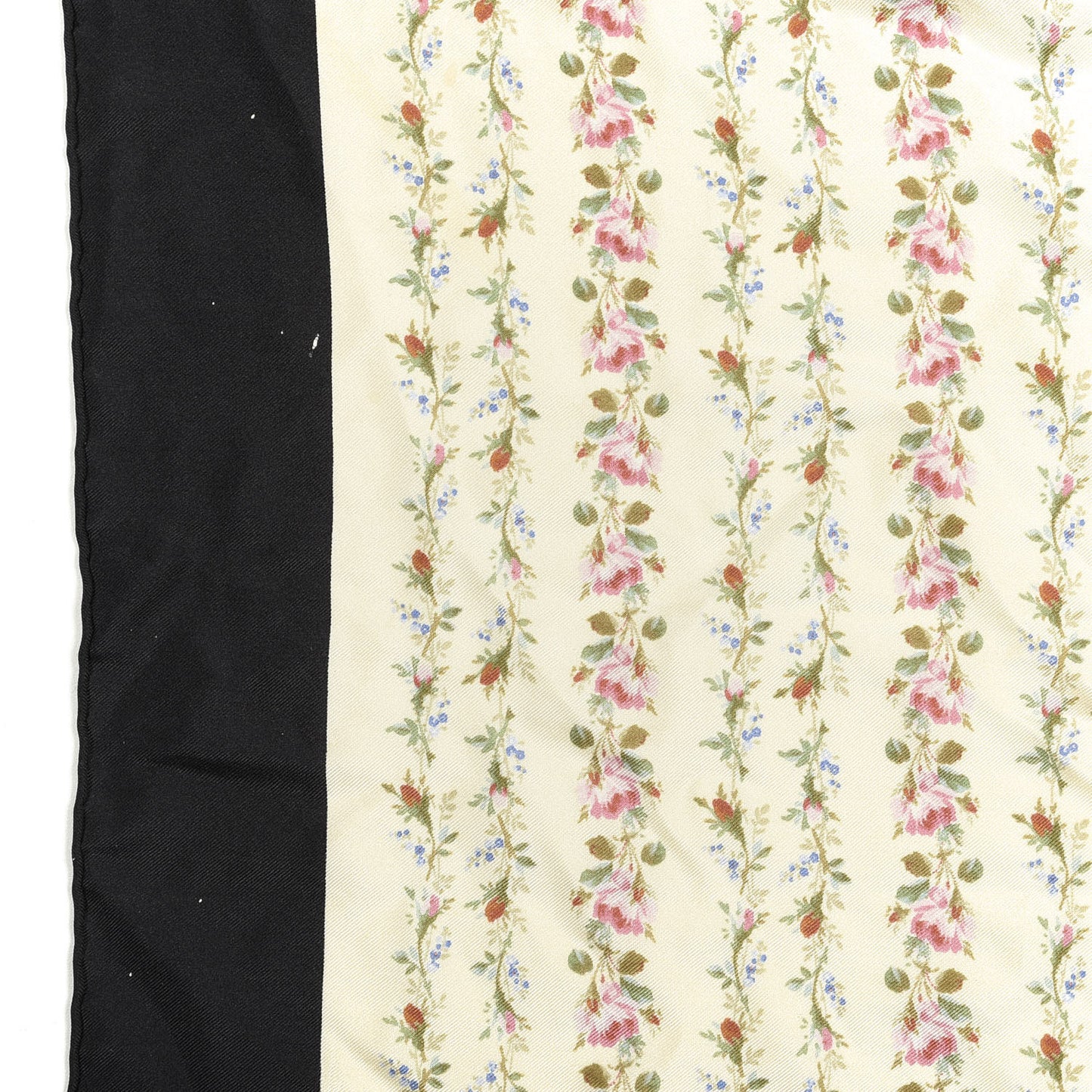 Silk Twill Gucci Rose Series Square Scarf Ivory Black