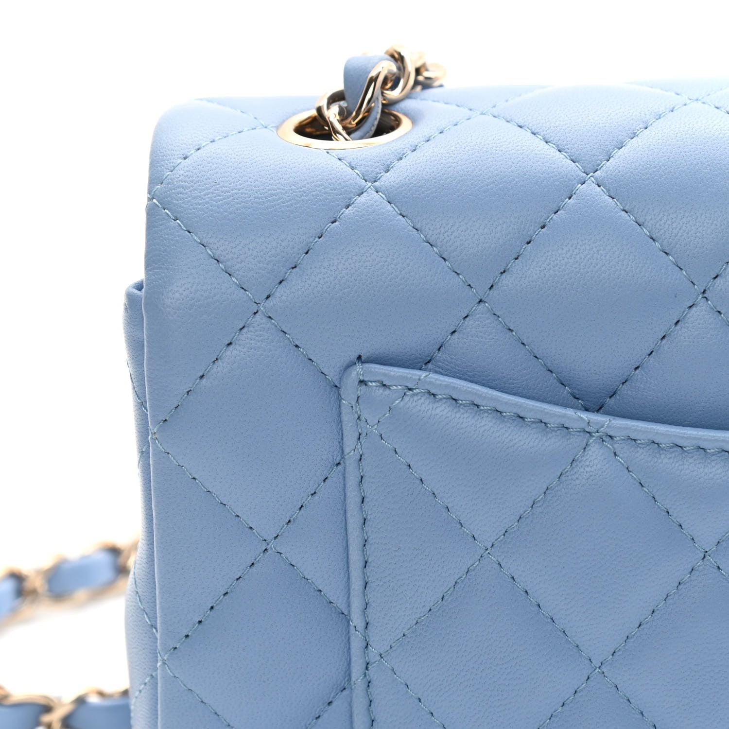Chanel Lambskin Quilted Mini Rectangular Flap Light Blue 11 of 13