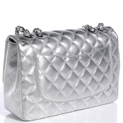 Chanel Metallic Lambskin Quilted Jumbo Single Flap Silver 3 of 8