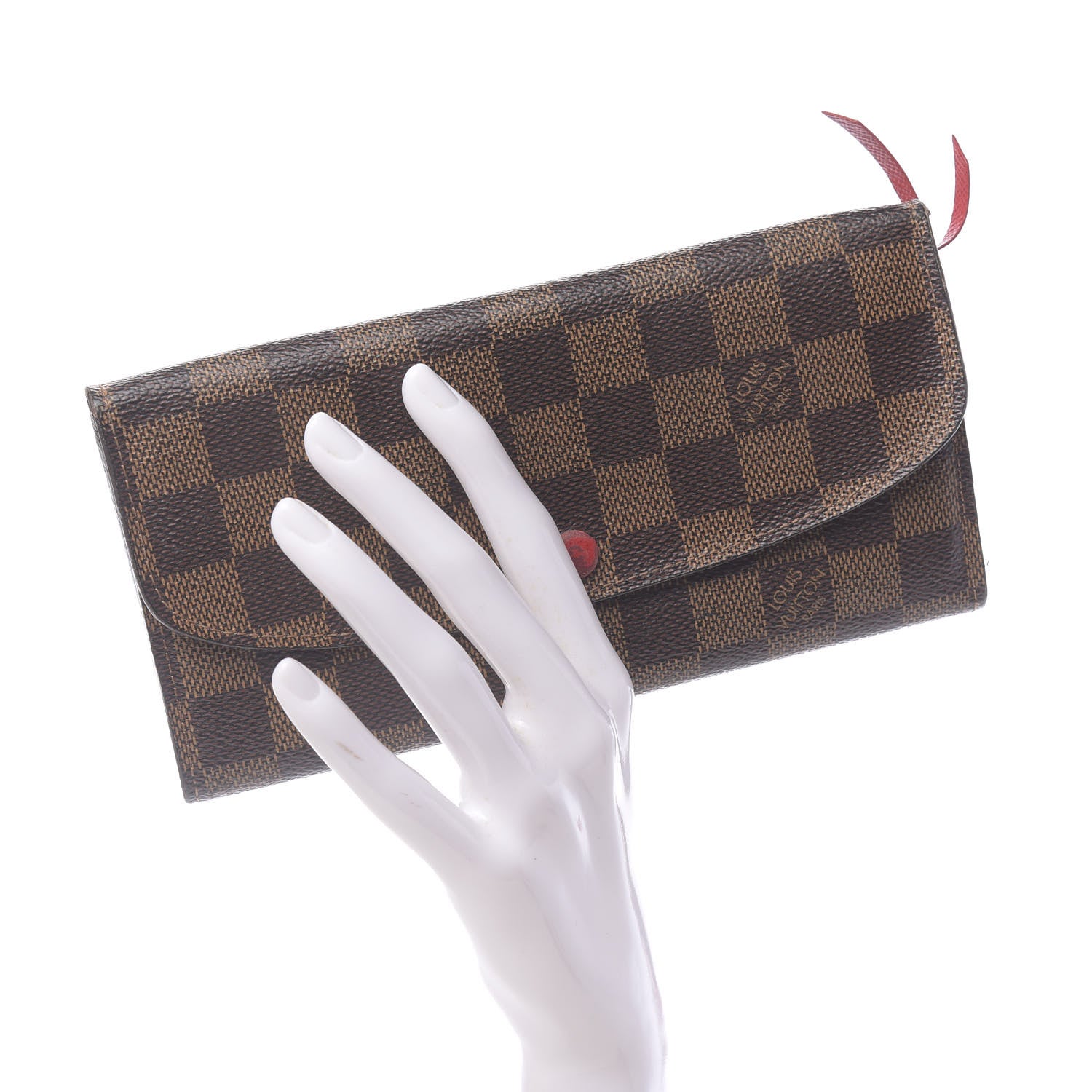 Louis Vuitton Damier Ebene Emilie Wallet Red 2 of 9