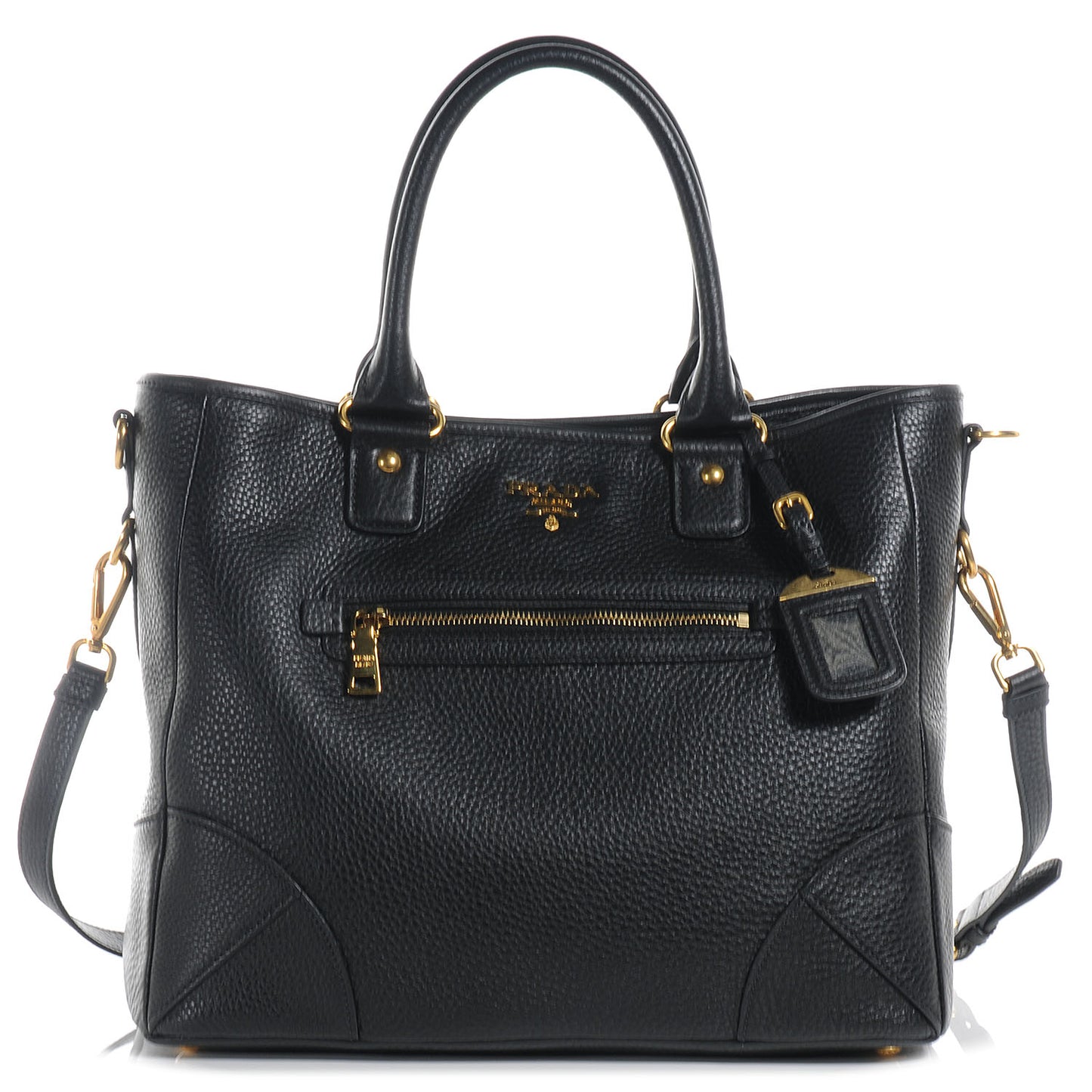 Deerskin Zipper Detail Tote Black