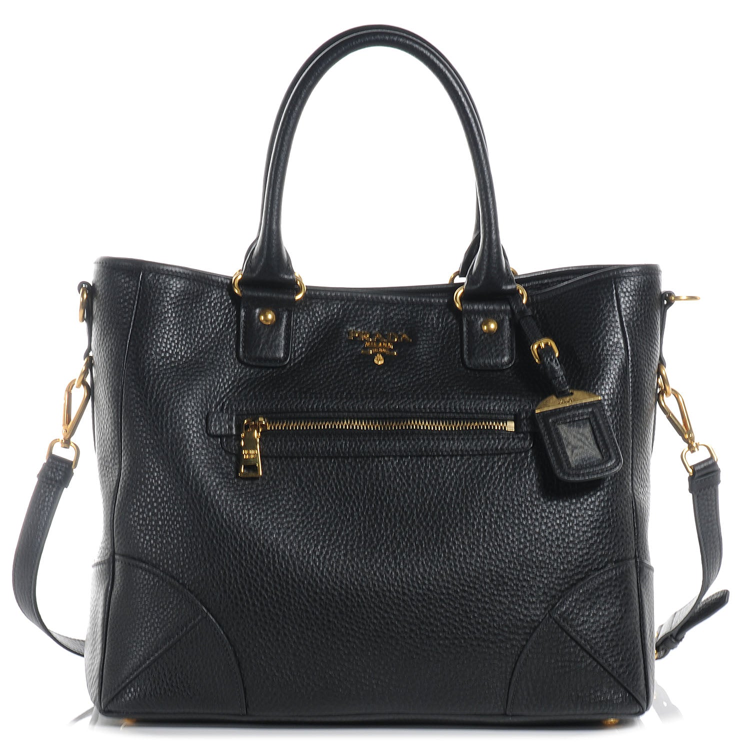 Prada Deerskin Zipper Detail Tote Black 1 of 9