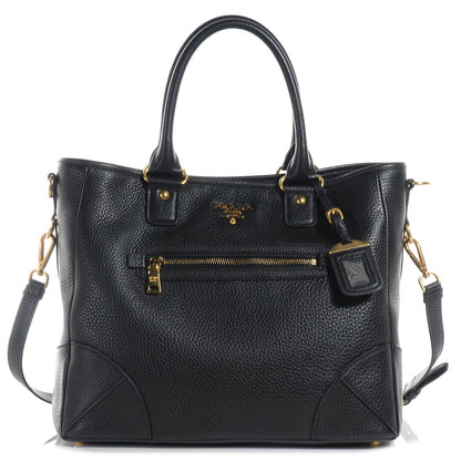 Prada Deerskin Zipper Detail Tote Black 1 of 9