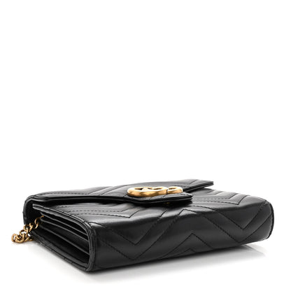 Gucci Calfskin Matelasse GG Marmont Chain Wallet Black 4 of 13